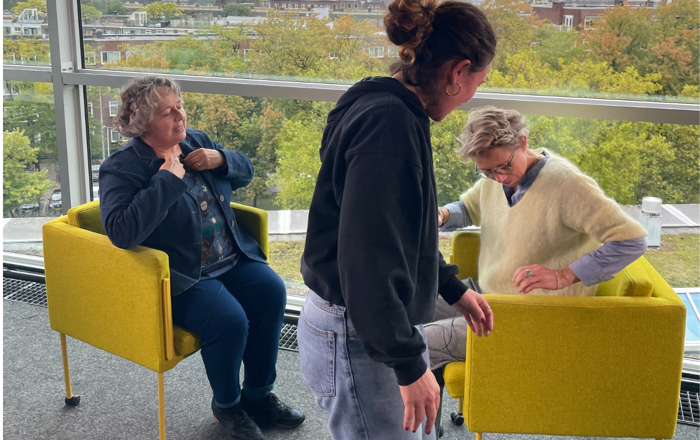 ▴ Filming of the ”Living with Water” episode with Rosi Braidotti and Francien van Westrenen
